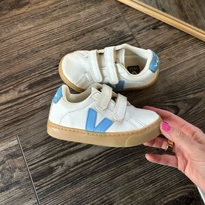 Veja Kids Sneakers in White and Light Blue